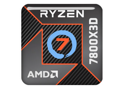 Image of the AMD Ryzen 7 7800X3D gaming desktop CPU used in its specifications sheet.