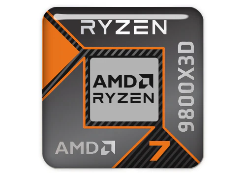 Image of the AMD Ryzen 7 9800X3D gaming desktop CPU used in its specifications sheet.