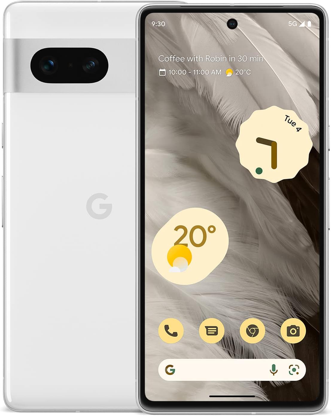 Image of the Google Pixel 7 compact flagship smartphone used in its specifications sheet.